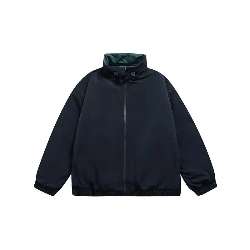 winter 2024 japanese college set mens vintage stand collar cotton jacket casual wide leg pants 2 piece suits male street 2 pcs unique default style 4734