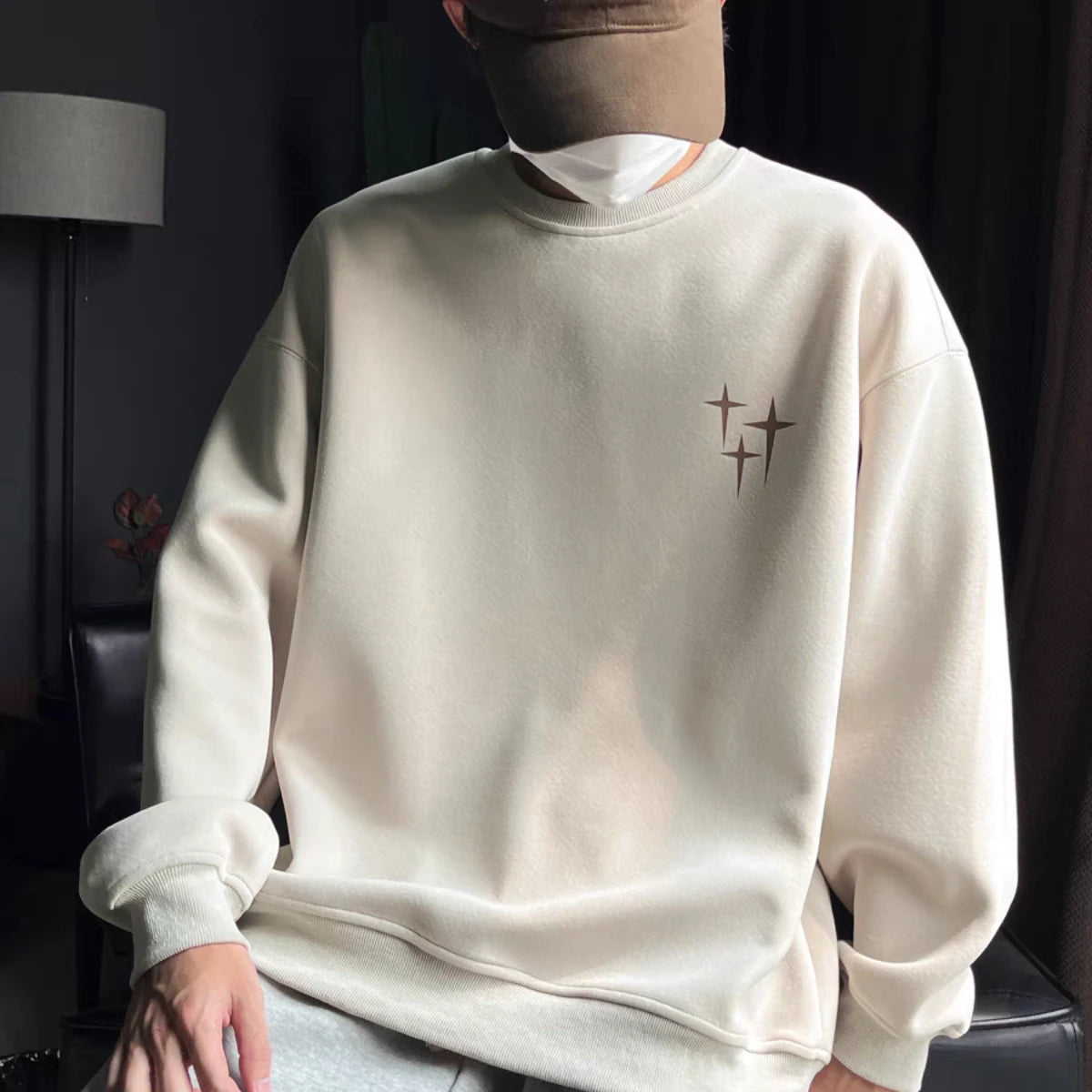 Personalized Street Sweatshirt Men American Fashion Brand High Street Hip Hop Letter Round Neck Long Sleeved Top