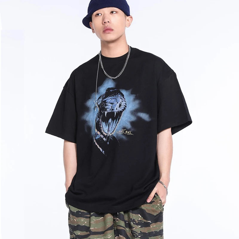 Vaporwave Fashion – Summer New Saint T Shirt Chaopai 3D Steel Nails Direct Spray – Edgy Streetwear for All Genders