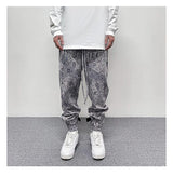 hip hop loose fit elastic waist pants fashion paisy ankle pants mens casual letter embroidery drewstring sportwear pants joggers unique joggers style 3511