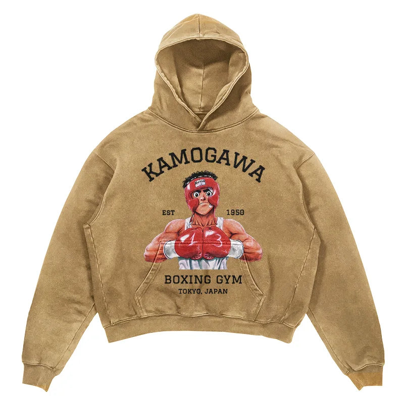 2024 Men Spring Hoodie Retro Japanese Anime Graphic Hoodies Boxer Hip