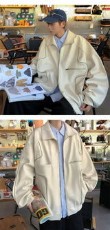 American Retro Pu Leather Jacket Spring And Autumn Hiphop High Street