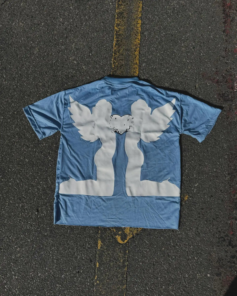 Vaporwave Streetwear top – American Gothic Fashion Angel Print Oversized T Shirt Womens