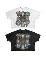 Cyberpunk Broken heart – New Gothic Cartoon Letter Printed Large Pattern T Shirt Cott