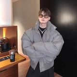 Simplicity Stand Collar Mens Parkas Heavy Winter Thicken Casual Short Cotton Jacket Warm Fashion Coats Male Streetwear New