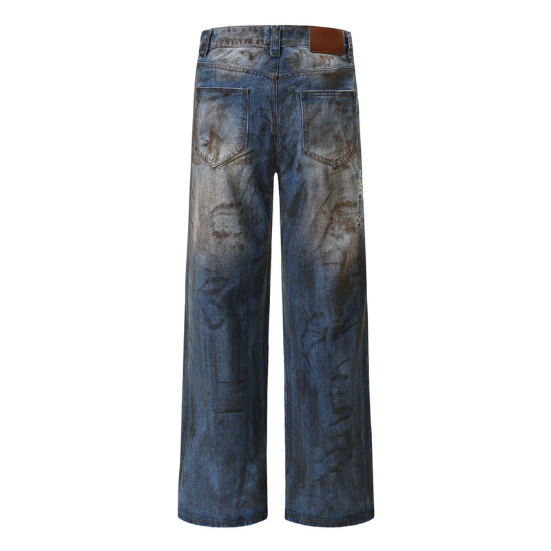 vintage ripped straight jeans blue distressed baggy jeans trousers streetwear luxury loose casual denim pants male y2k hombre unique jeans style 1098