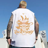 Gothic Oversized shirt – Summer Anime Lion Dance Printed Sleeveless T Shirt Men Overs