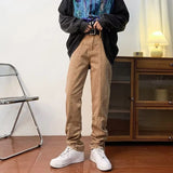 2023 korean fashion ankle zipper vintage brown men jeans pants luxury straight hip hop casual denim trousers pantalones hombre unique jeans style 236