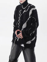 mens sweater fashion cross lines harajuku streetwear hip hop warm hairy knitted high neck sweaters unisex knit sweater jumpers - anime inspired graphic hoodie, soft fleece-lined outerwear, bold artwork streetwear hoodie
