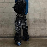 hip hop fashion y2k street high waist gothic skull geometry men jeans american retro couples straight loose pants unique jeans style 1662