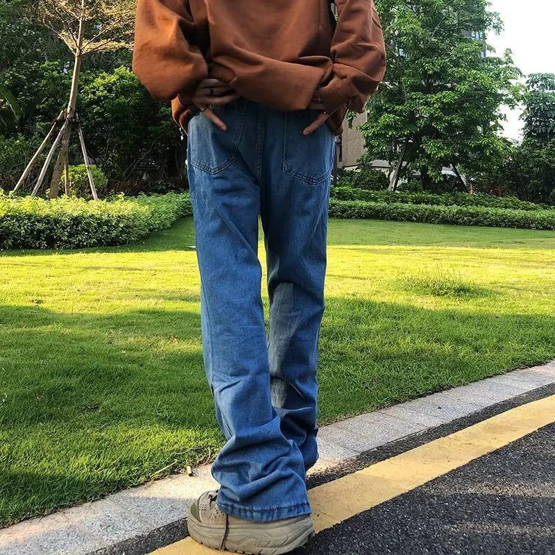 2023 cool design blue gothic baggy men jeans pants y2k clothes korean fashion women straight solid denim trousers pantalon homme denim street jeans