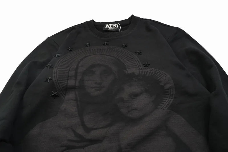 New 2022 Novelty Men Stereo Star Virgin Mary Halo Hoodies Hoody Hooded