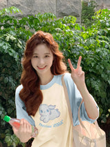 Skatercore Oversized shirt – American Flocking Cute Rabbit Pattern Short Sleeved T Shirt