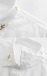 New 2022 Luxury Men Classic Embroidered bee Snake UFO Fashion Cotton Casual Shirts Shirt High Quality Short Sleeves A71