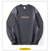 Men Handsome Splice Embroidery Fashion Loose Casual Pullover Sweatshir