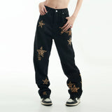 black baggy jeans men star patchwork straight denim pants fashion jeans male streetwear hip hop y2k loose trousers unique jeans style 820