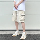 High Street Cargo Jogging Shorts Functional Khaki Cargo Shorts Men's Waterproof Zipper Pockets Casual Baggy Sweat Shorts