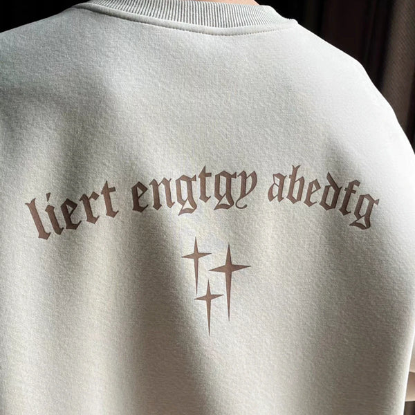 Trendy Korean Personalized Street Sweatshirt Men American Fashion Brand High Street Hip Hop Letter Round Neck Long Sleeved Top