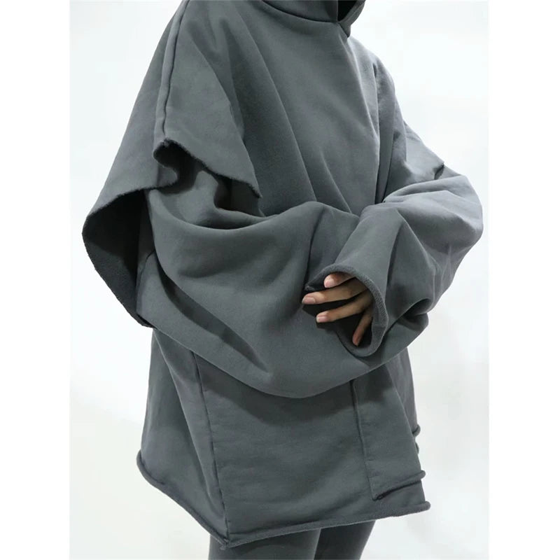 greg kanye double layer heavyweight fit hooded pullover with raw edges sweater grey urban wear with bold artwork, high quality cotton pullover, unique limited edition hoodie