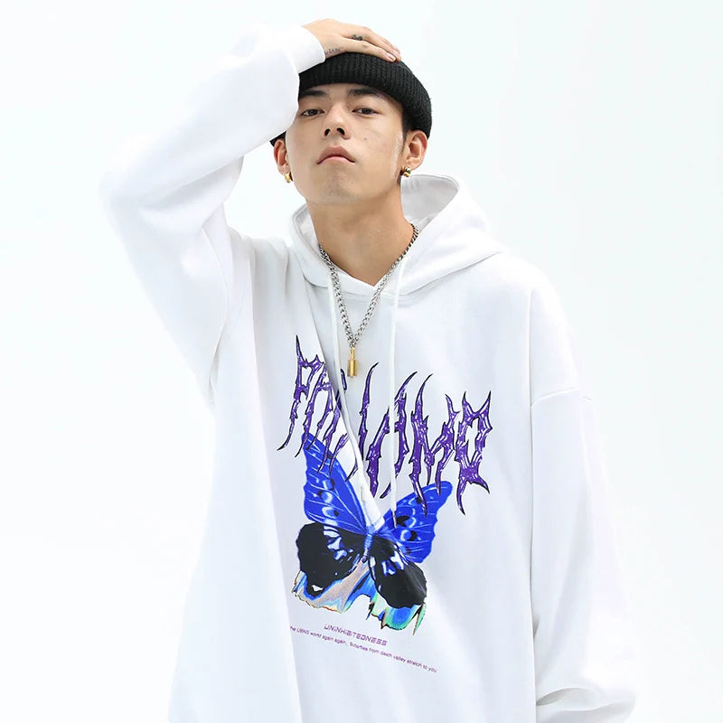 Men Hip Hop Hoodie Sweatshirt Butterfly Streetwear Harajuku Hoodie Pul