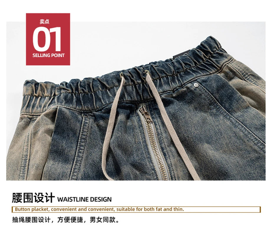 baggy jeans side pocket loose denim pants men luxury designer fashion harajuku streetwear baggy jeans trousers unique jeans style 2286