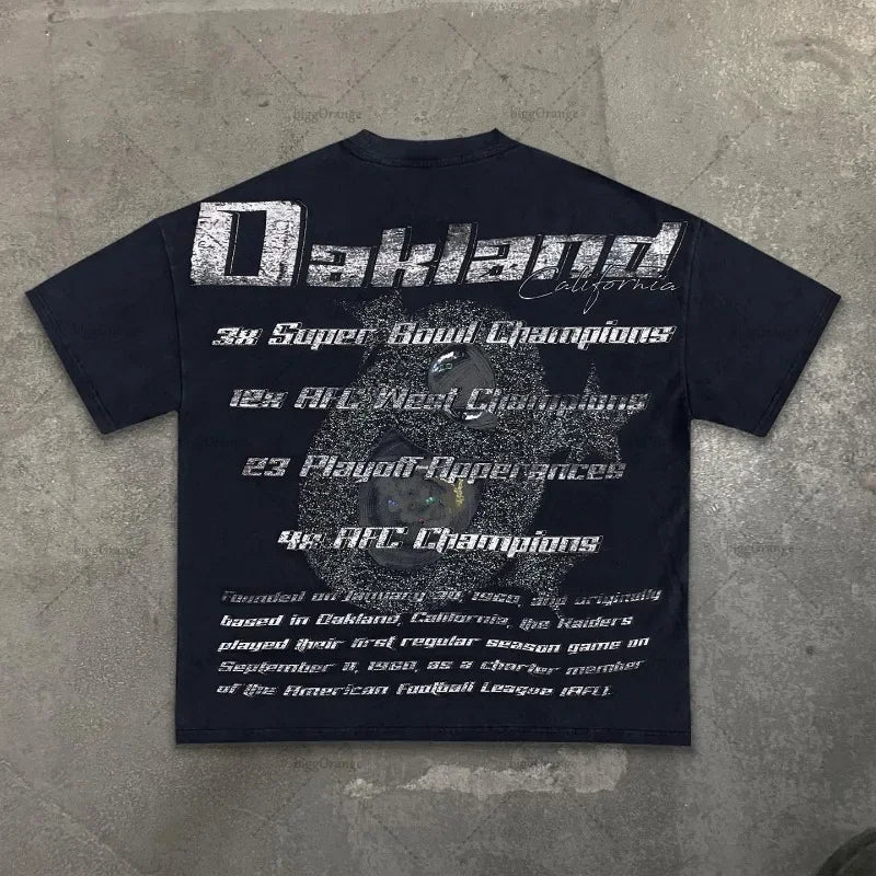 Street Hip-hop Rock Cartoon Anime Print Oversized Short-sleeved T-shirt Y2k Harajuku Gothic Punk Casual Loose Men Women Clothing