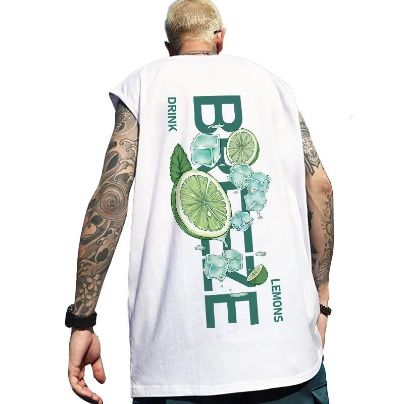 Vaporwave Barcode glitch – New Lemons Print Graphic T Shirt Vintage Loose Tank Top Casual