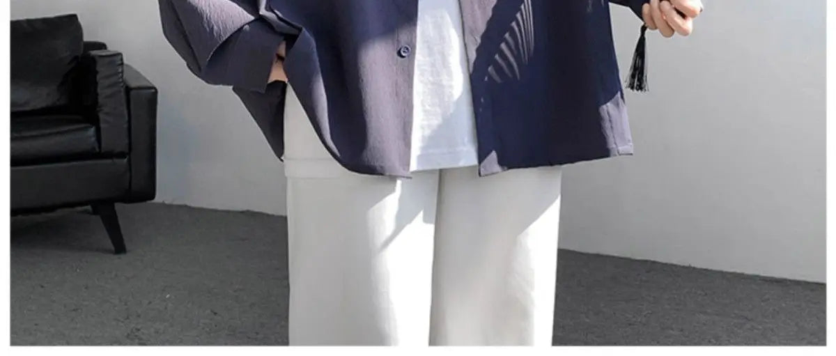 Shirts for men spring and autumn style national fashion design loose and versatile large size