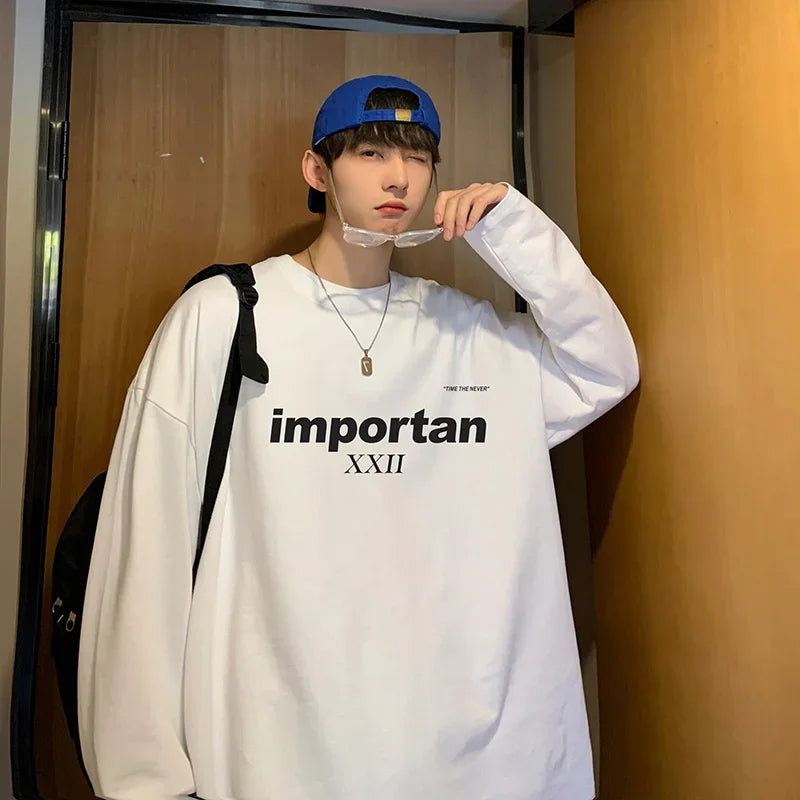 Y2k Chrome print – Autumn Importan Letter Printed T Shirt For Men High Street