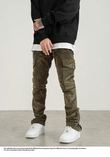 mens corduroy cargo pants new casual hip hop side pockets skinny trousers streetwear bottom zipper fashion slim fit pant joggers unique joggers style 4106