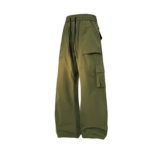 multi pocket mens wide leg straight cargo pants korean fashion track pants male casual loose mopping trousers four seasons utility cargo pants
