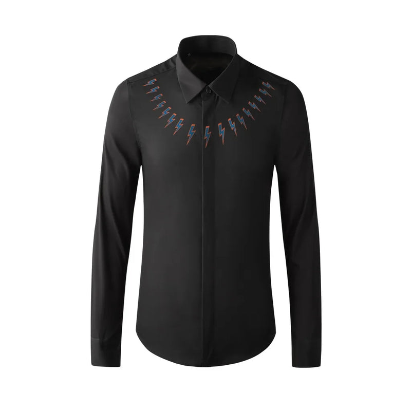New 2022 Men Classic NEIL BARRETT thunderbolt Fashion Cotton Casual Shirts Shirt high quality Pocket Short sleeves S 2XL #A686
