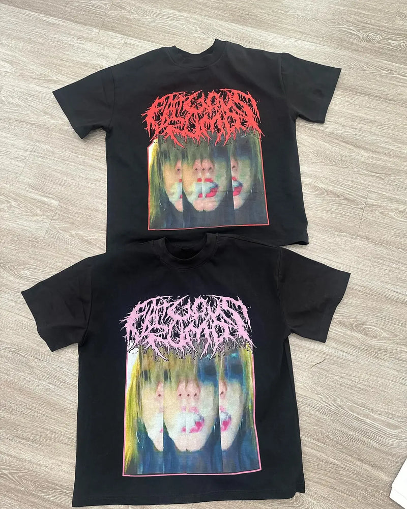 Skatercore Oversized shirt – Hip Hop Streetwear Cotton Short Sleeve Tops New Goth Style T