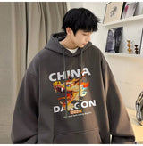 2024 New China Dragon Graphic Hoodies Men Hip Hop Streetwear Hoodie