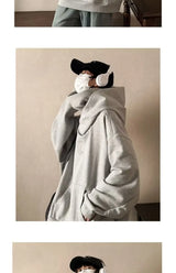 Trendy American High Collar Hooded Storm Sweatshirt For Men Women High