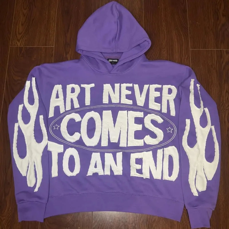 American Fashion Goth Trend Letter Pattern Oversized Hoodie Mens Retro