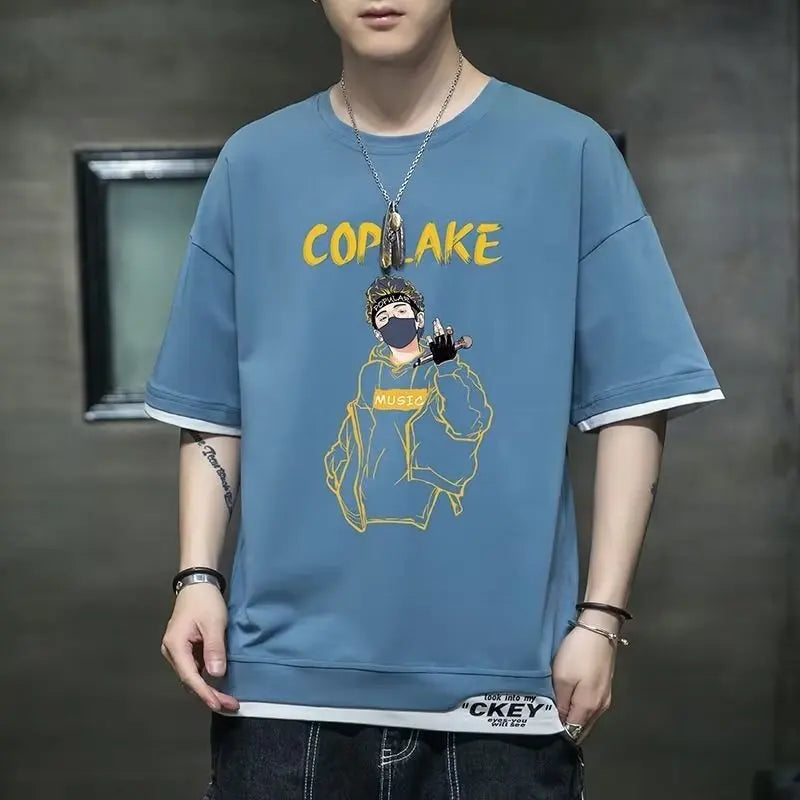 Glitchcore Chrome logo – Hot Summer Mens T Shirt Korean Version Of Harajuku High Stre