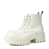 Men's Genuine Leather High Sole Platform Streetwear Fashion Casual Increase Boots Male Punk Gothic Rock Motorcycle Boots Shoes