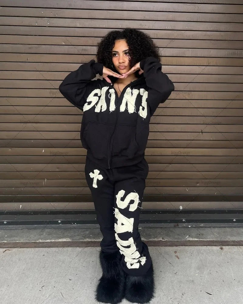 european and american new style letter embroidered casual loose trousers men y2k rock hip hop fashion oversized wide leg pants unique default style 3238