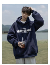 American Retro Casual Hoodies For Men Letter Printed Loose Fit Hooded