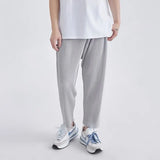 summer pleated pants men fashion gray black casual pants men japanese streetwear loose straight pants mens ice silk trousers minimalist street pants