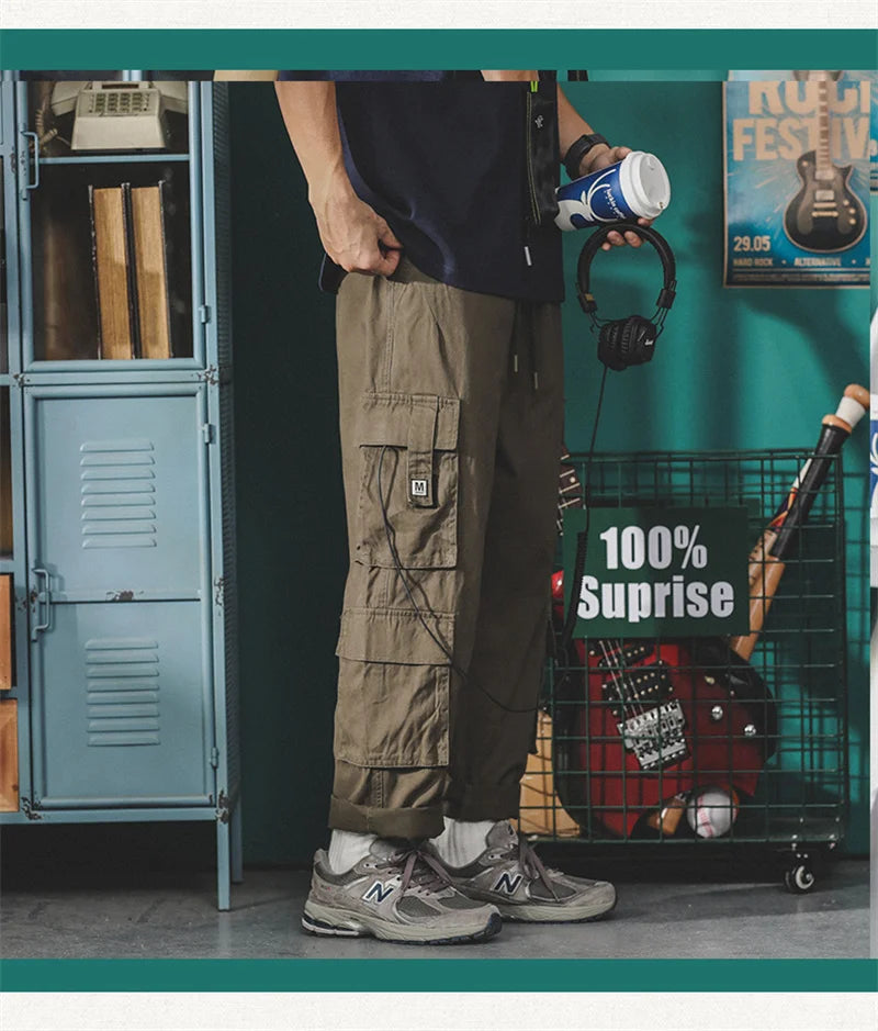 american vintage baggy cargo pants men outdoor sport military tactical sweatpants y2k straight multi pocket overalls trousers unique joggers style 468
