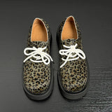 Men Leopard Genuine Leather Streetwear Fashion Casual Retro Derby Shoes Cityboy Cow Leather Height Increasing Shoes Loafers Man