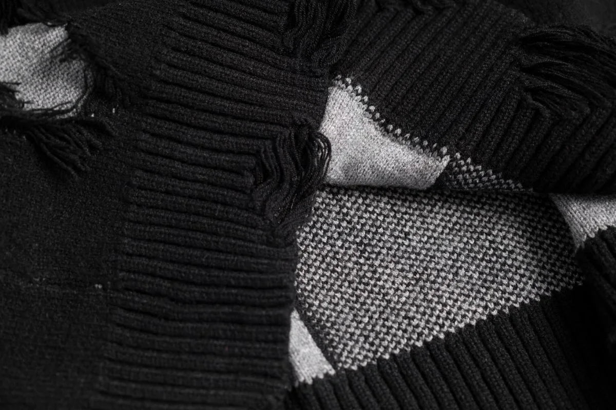 hip hop knitted oversized sweater mens ripped tassel holes pullover streetwear unisex new casual loose sweaters jumpers knitwear - trendy hip hop fashion hoodie, high quality cotton hoodie, graphic printed hoodie for men and women