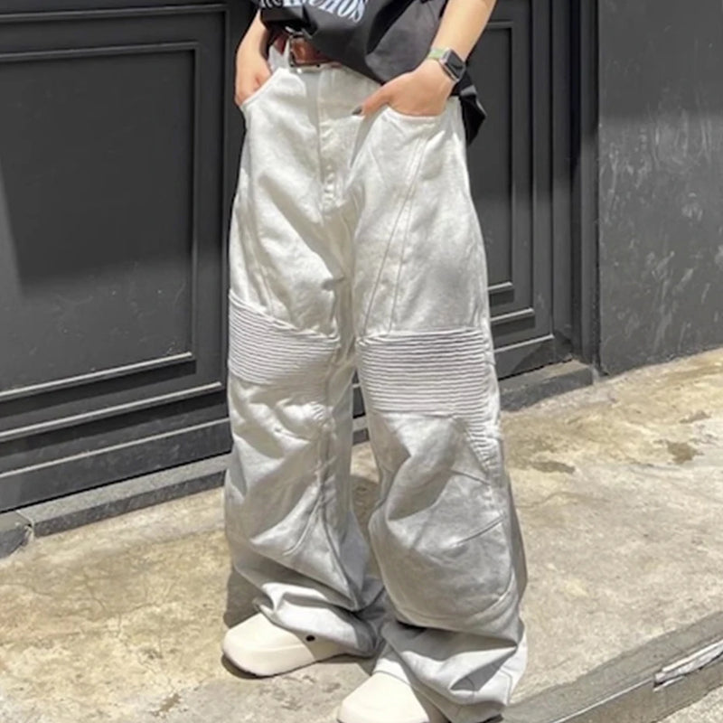 hi street dirty tie dye baggy jeans men pleated loose white straight jeans trousers luxury designer oversized denim pants unique jeans style 518