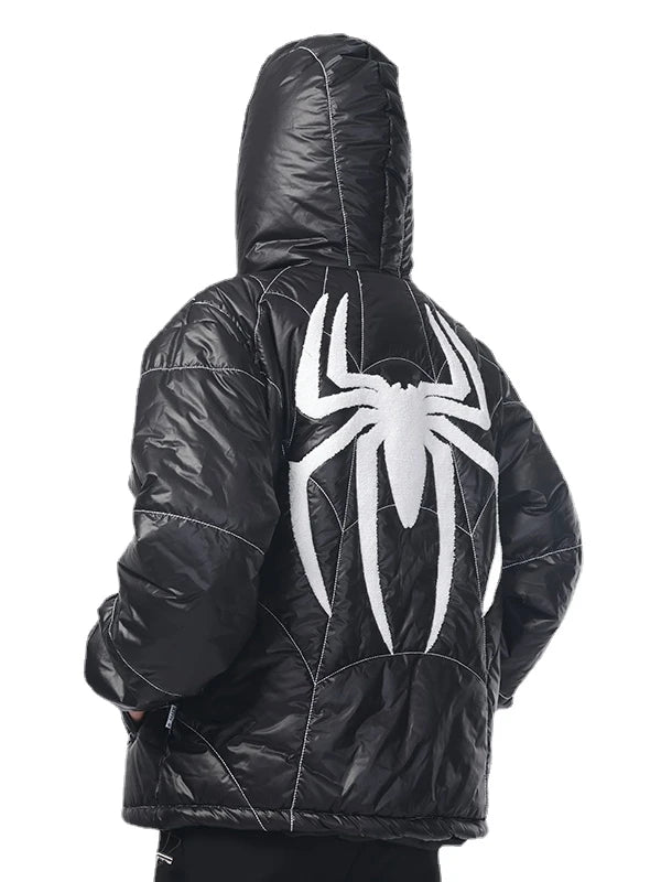 Cyberpunk Shirt – Spider Embroidery Hooded Coton Padded Jacket And Coat Mens – Streetwear Fashion for Men & Women