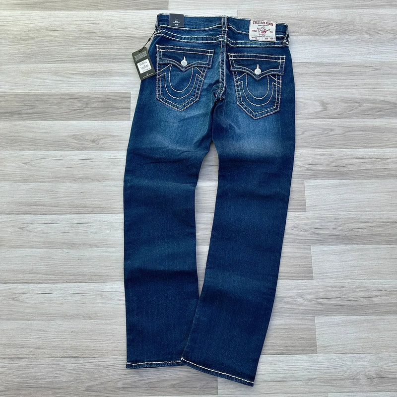 true faith embroidered jeans vintage street gothic loose casual denim hip hop red trousers couples baggy pants y2k clothes unique jeans style 4086