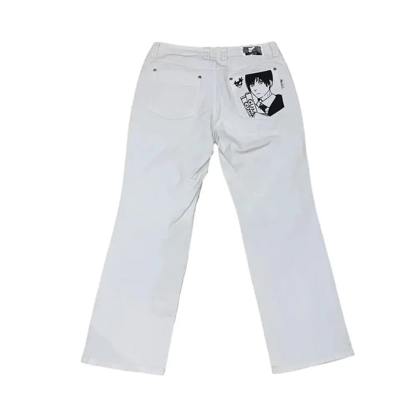 harajuku japanese anime style streetwear y2k jeans for men wide trouser graphic new women high waist jeans wide leg jeans pants vintage washed jeans