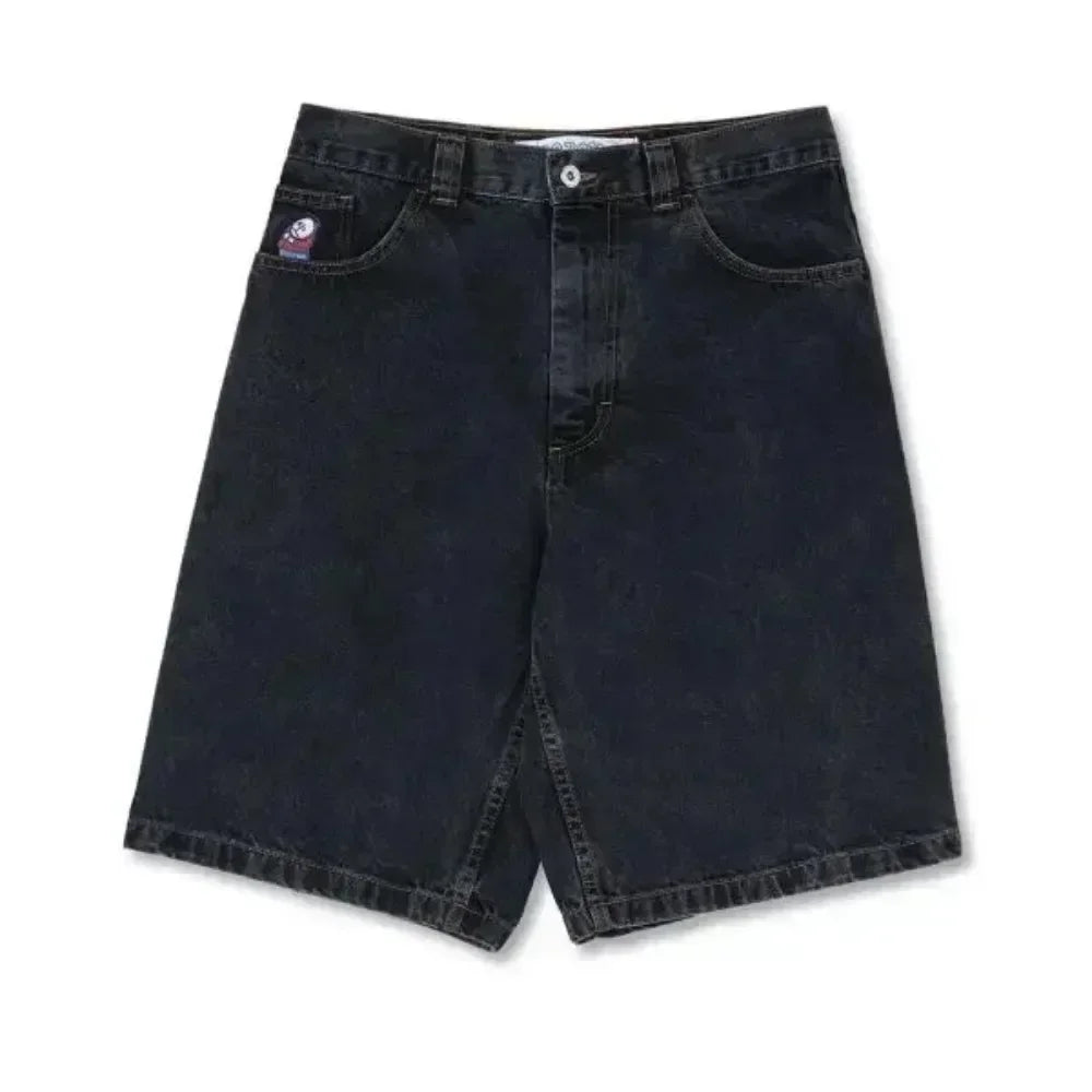 retro deep blue polar big boy baggy jeans mens women gothic wide leg trouser y2k hip hop cartoon embroidery streetwear jeans unique jeans style 4022