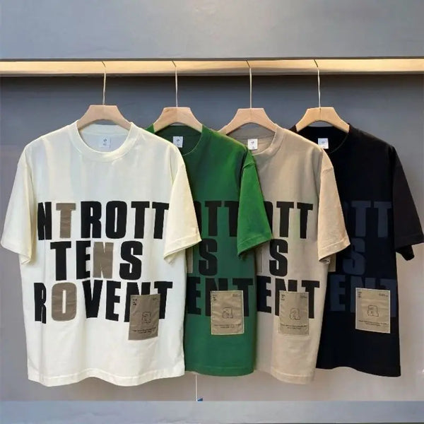 Harajuku Oversized shirt – Summer Mens New Fashion Versatile Loose Printed Letter Short